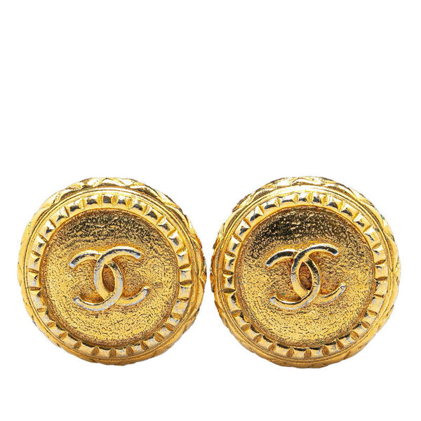 Chanel Gold Plated Coco Mark Vintage Earrings