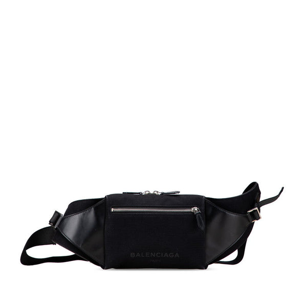 Balenciaga Logo Canvas Leather Waist Bag