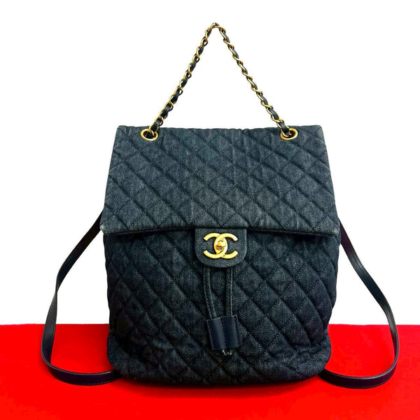 Chanel Matelassé Denim Leather Backpack