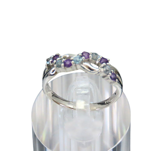 Pt900 Aquamarine Amethyst Ring