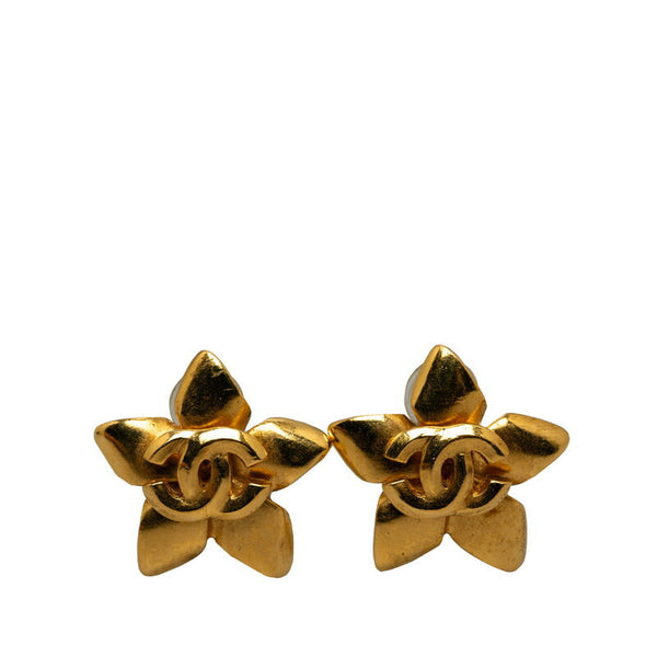 Chanel Gold Plated Coco Mark Flower Earrings