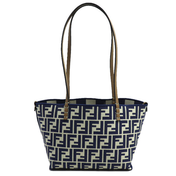 Fendi Roll Small Reversible Canvas Leather Tote Bag