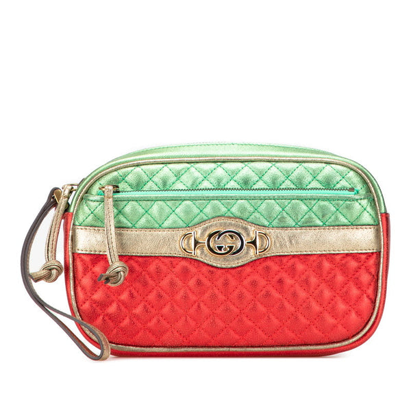 Gucci Laminated Quilting Leather Clutch Bag