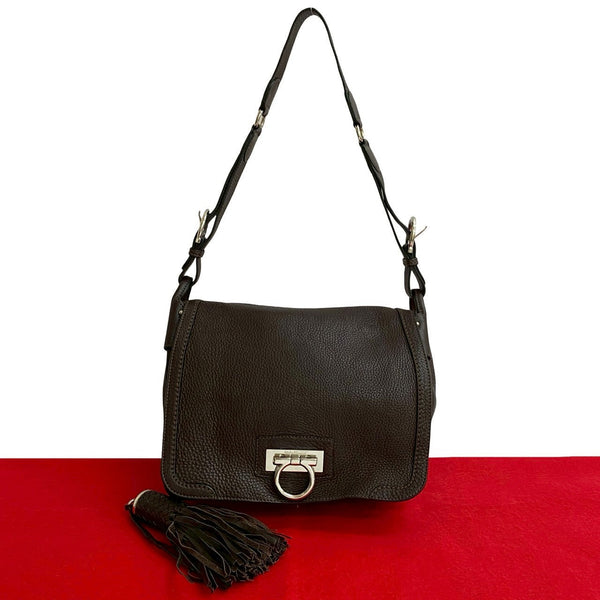 Salvatore Ferragamo Gancini Leather Shoulder Bag