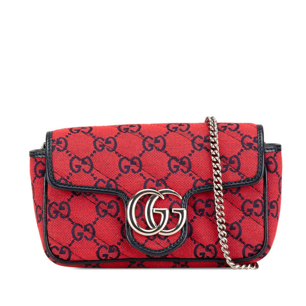 Gucci GG Marmont GG Canvas Leather Chain Shoulder Bag