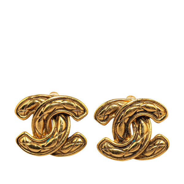 Chanel Gold-Plated Coco Mark Mini Matelassé Earrings