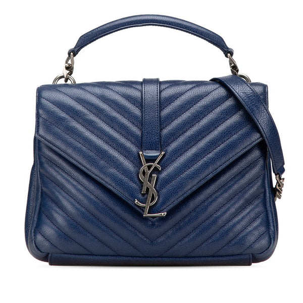 Saint Laurent College Monogram Leather Shoulder Bag