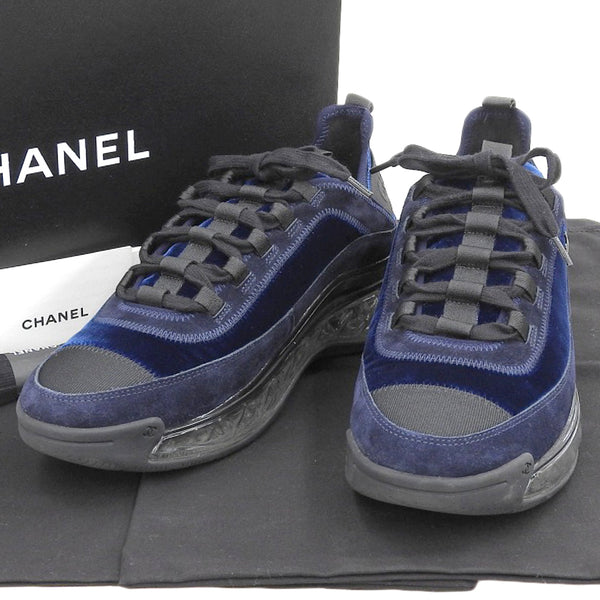 Chanel Velour Suede Low-Cut Sneakers 41