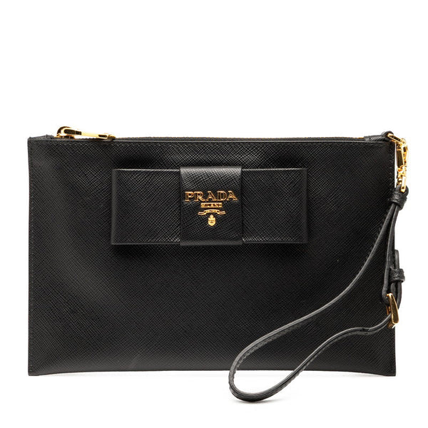 Prada Ribbon Leather Clutch Bag