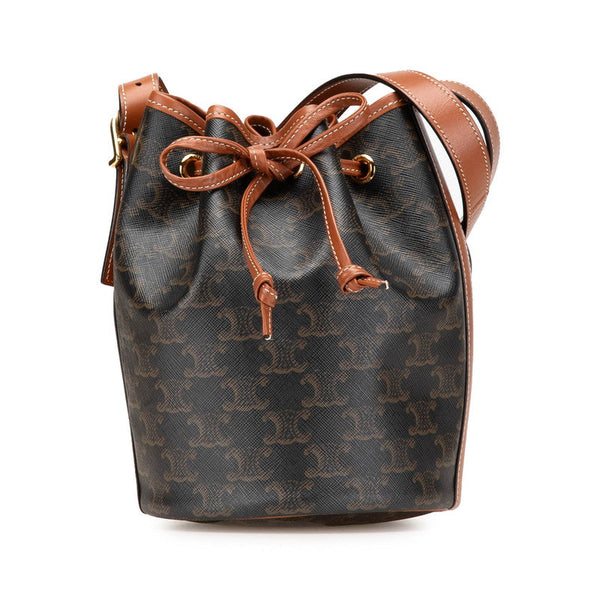 Celine Triomphe Small Drawstring PVC Leather Shoulder Bag