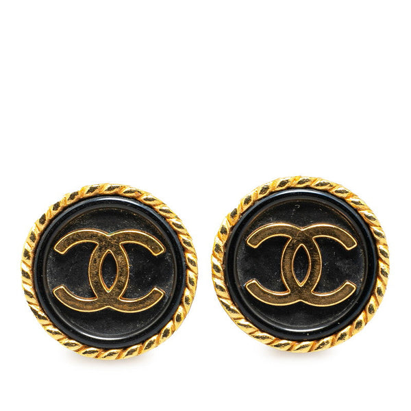 Chanel Plated Plastic Coco Mark Round Earrings 97A
